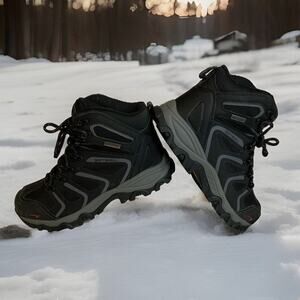 NORTIV 8 160448 Mens Black Dark Grey Ankle Waterproof Hiking Boots Size 7.5